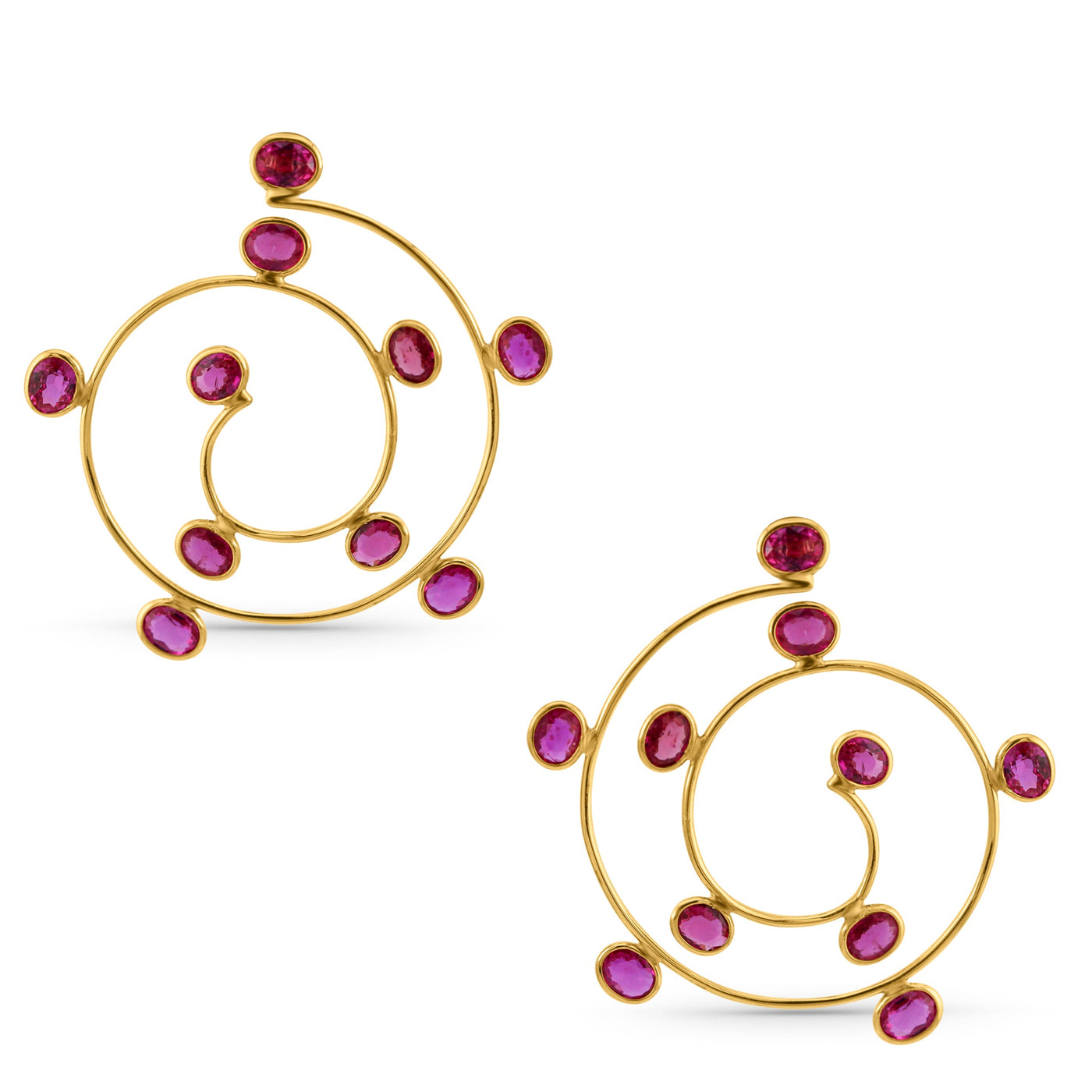 Ruby Oval Earring In 18K Yellow Gold