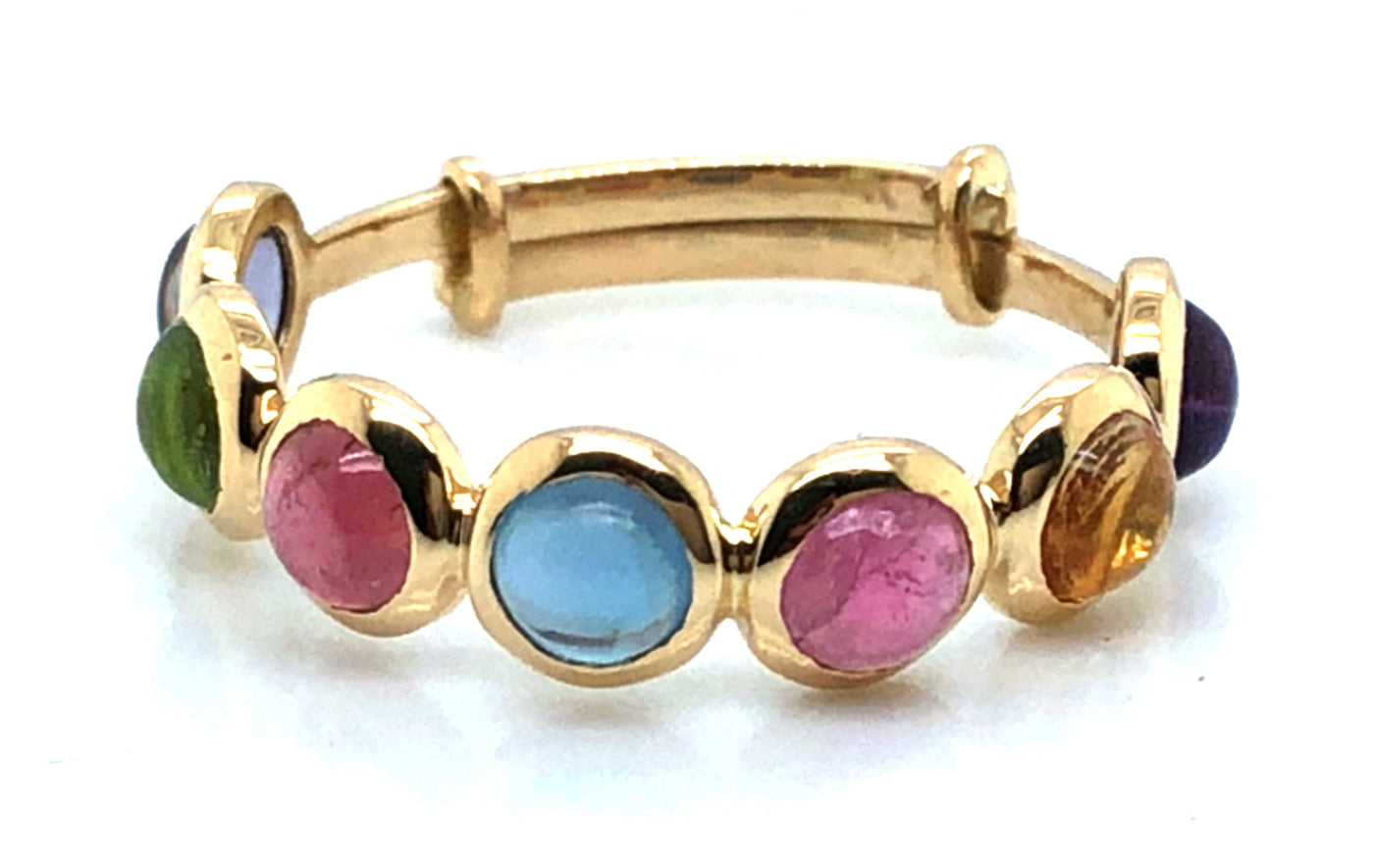 Multicolor Stones Round Ring In 18K Yellow Gold