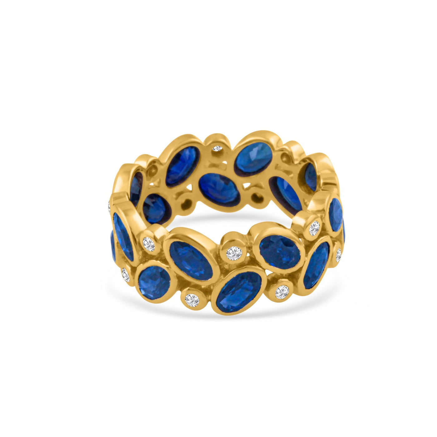 Blue Sapphire Oval & Diamond Round Ring – Tresor Collection