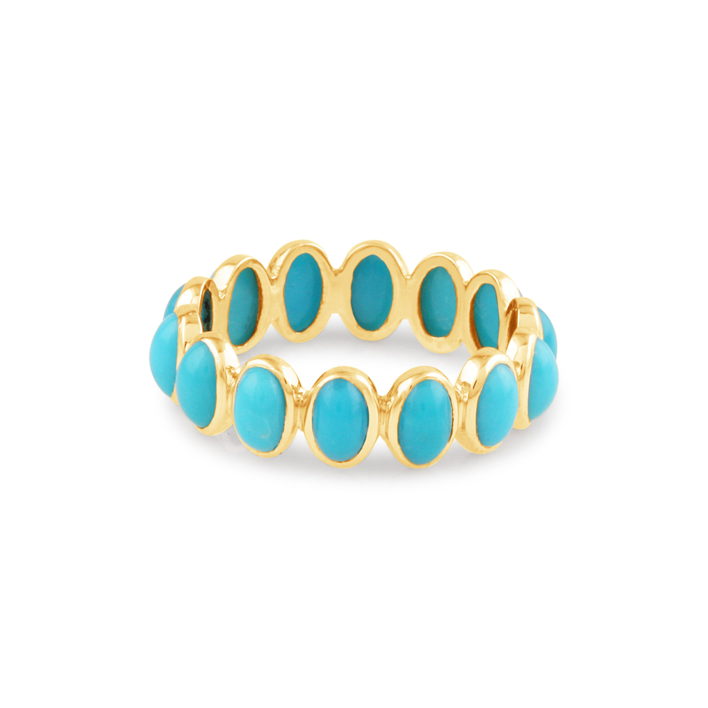 Turquoise Oval Ring In 18K Yellow Gold