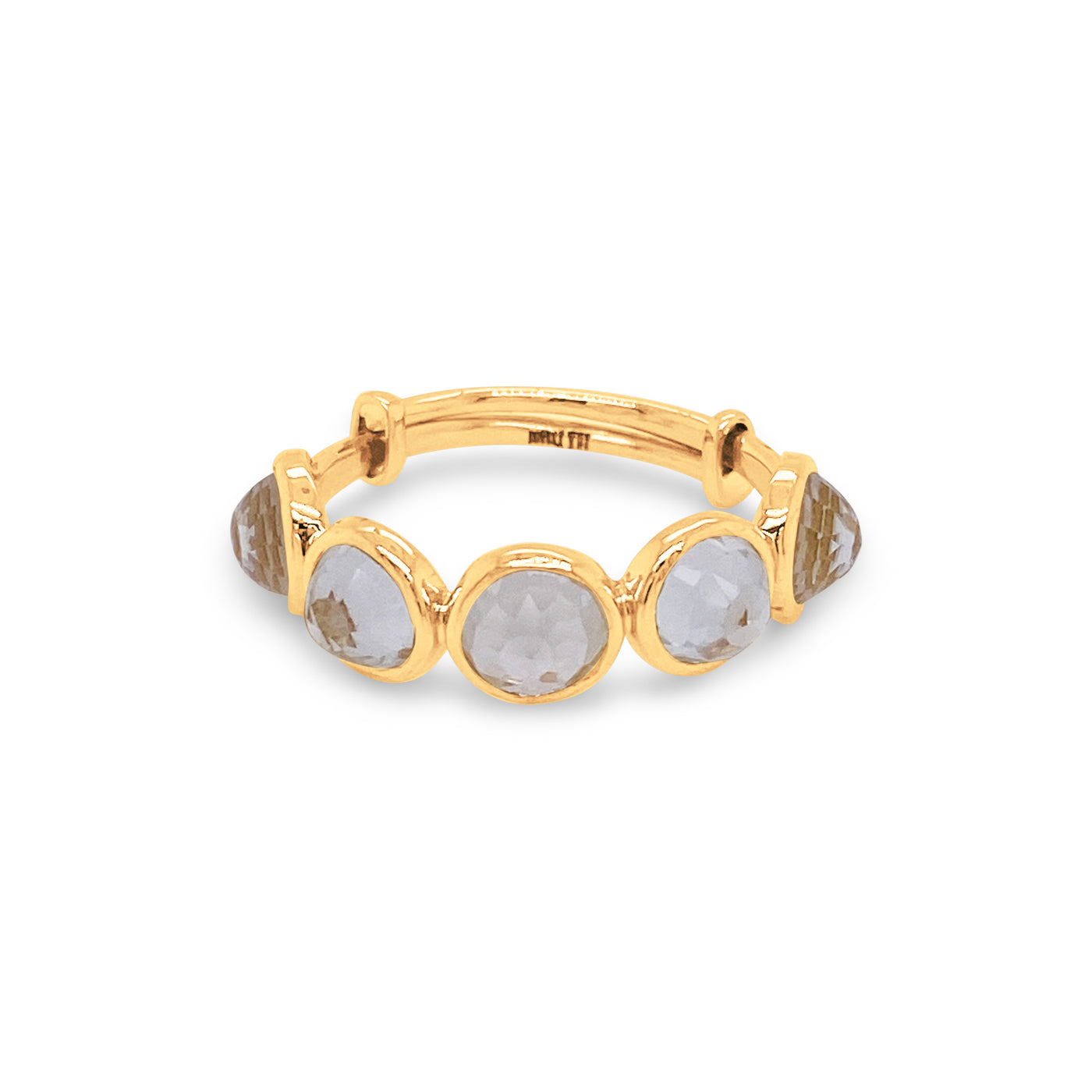 Gemstone Round Stackable Ring Band In 18k Yellow Gold