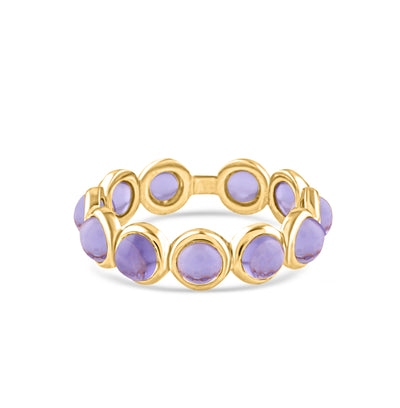 Gemstone Round Ring In 18K Yellow Gold