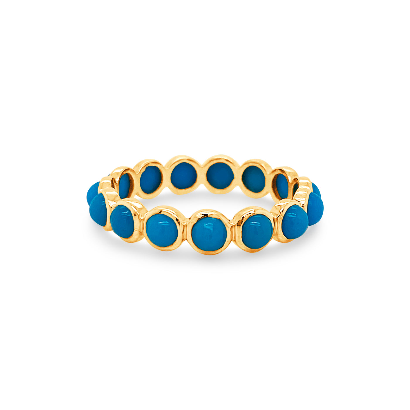 Gemstone Round Stackable Ring In 18k Yellow Gold