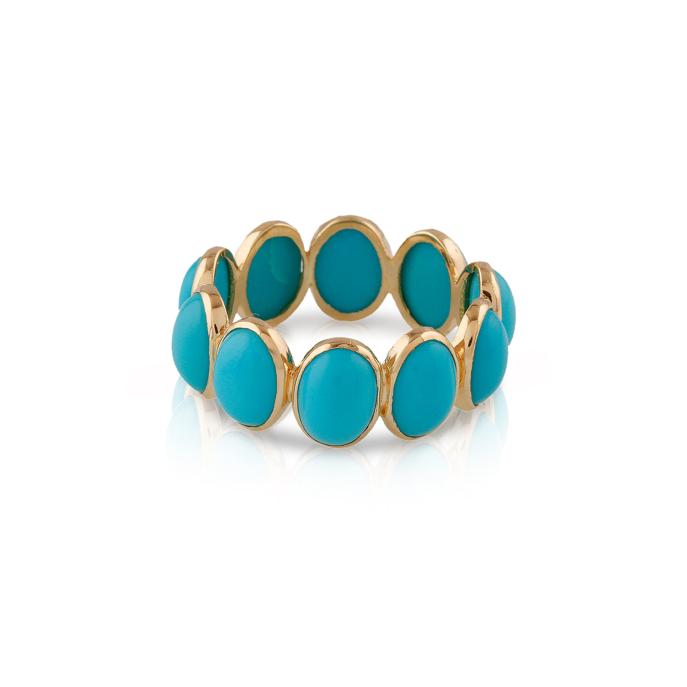 Turquoise Oval Ring In 18K Yellow Gold