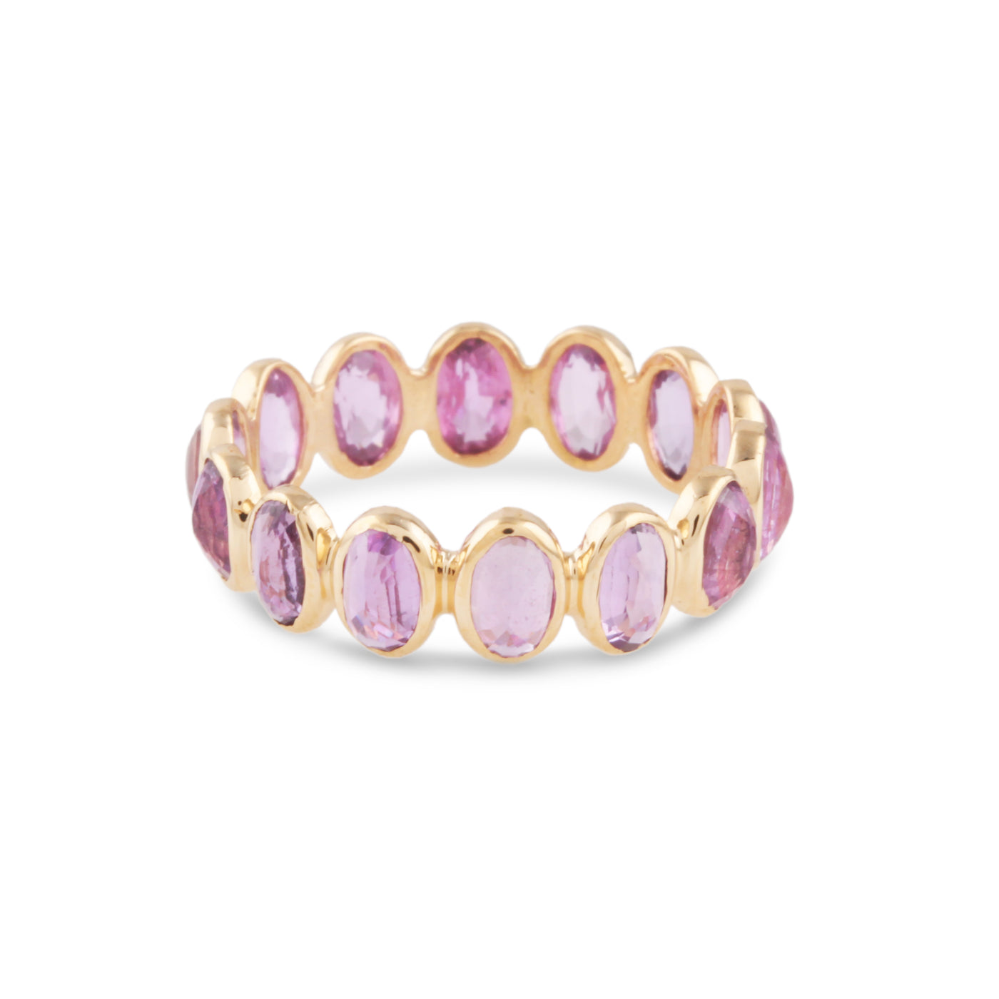 Pink Sapphire Oval Ring In 18K Yellow Gold