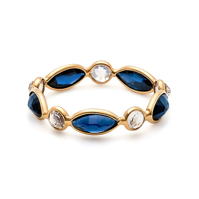 Marquise & Rounds Gemstone Stacking Ring In 18K Yellow Gold