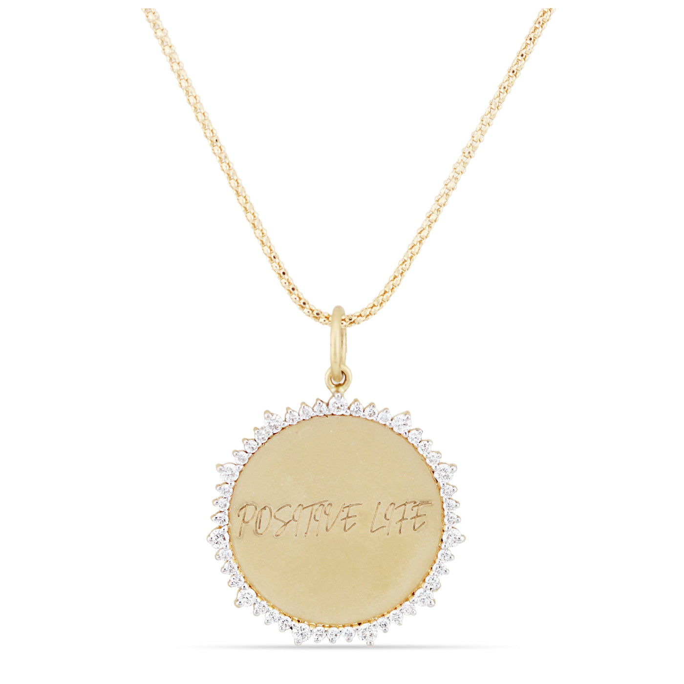 Minimal 18K gold diamond round pendant – luxury women’s fine jewelry