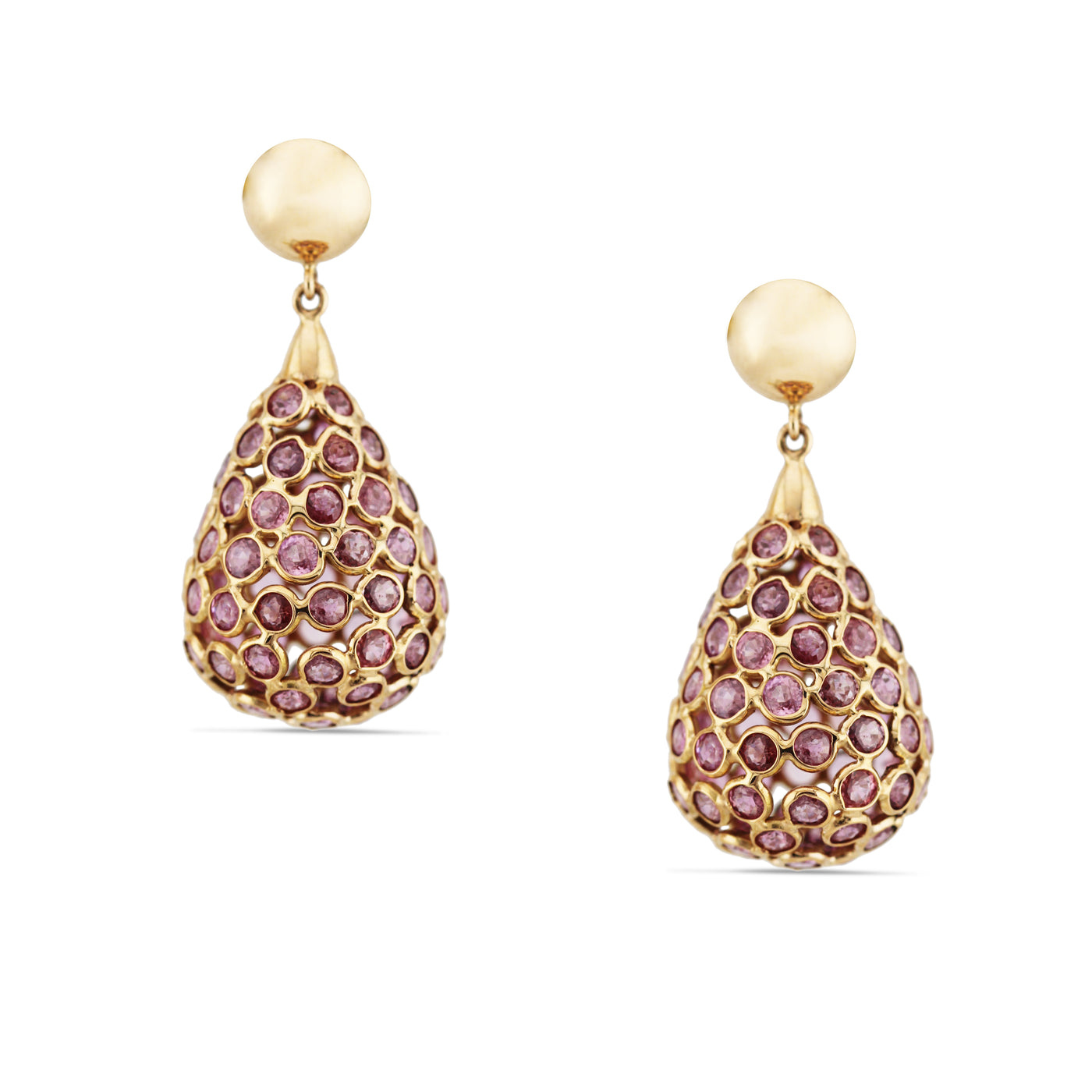 Pink Sapphire Rd. Baroque Earring  In 18K Rose Gold