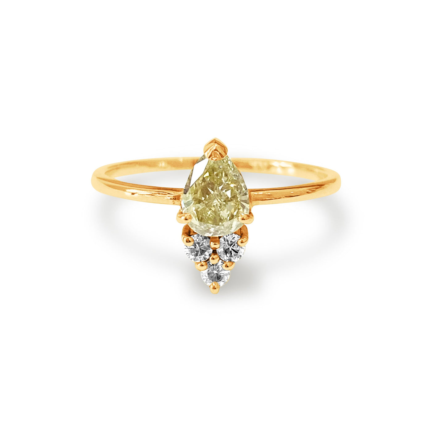 18K Gold Diamond Ring by Tresor Collection Yellow diamond gold ring flatlay – elegant handcrafted fine jewelry by Tresor Collection