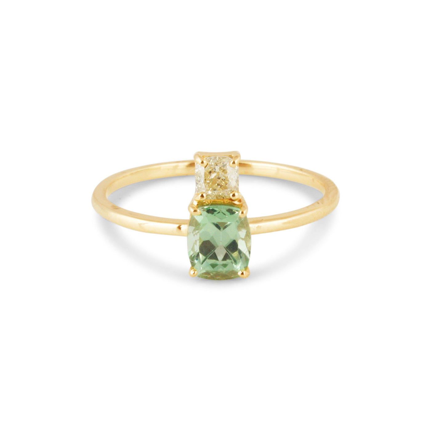 18K Gold Tsavorite & Diamond Ring