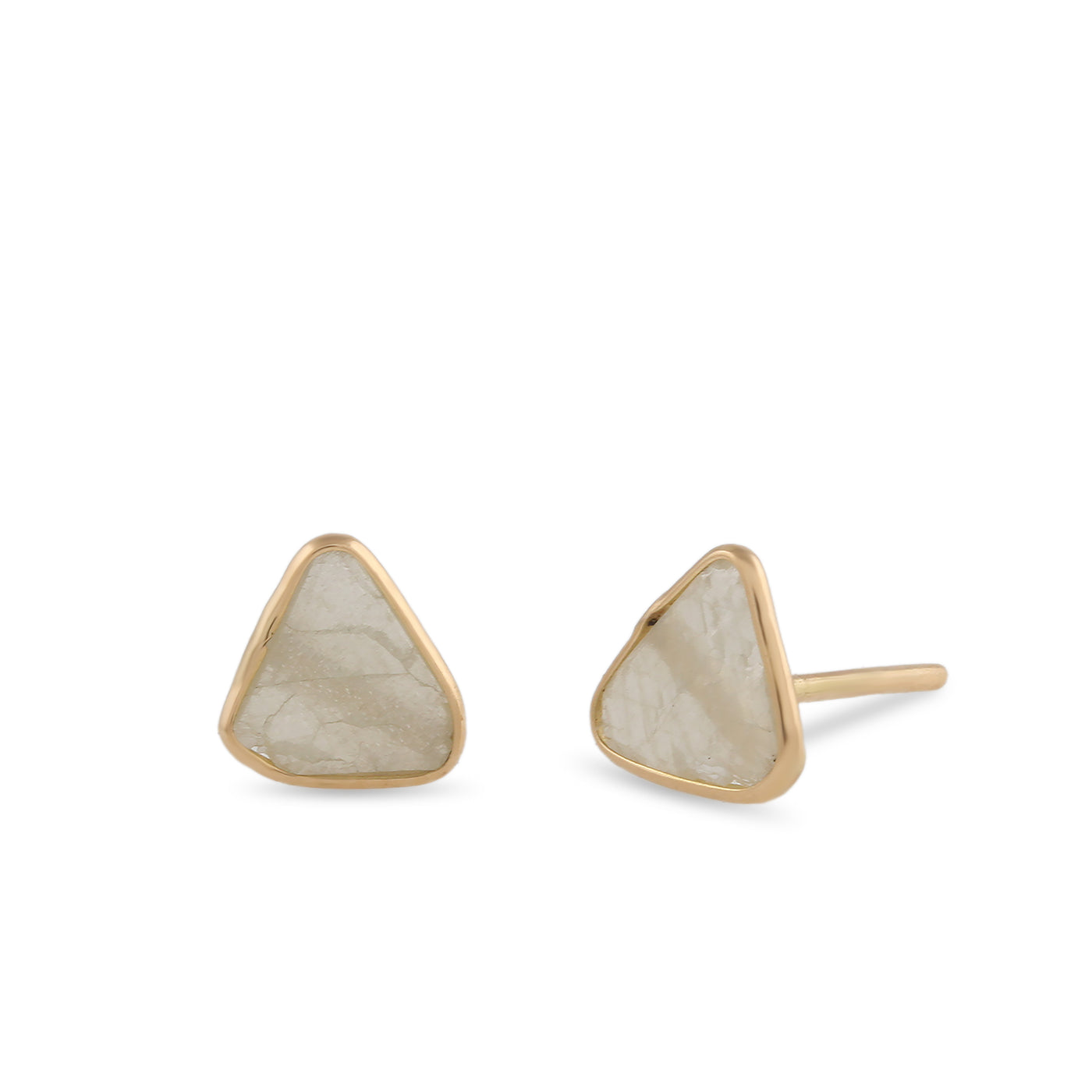 Diamond Slice Stud Earring In 18K Yellow Gold