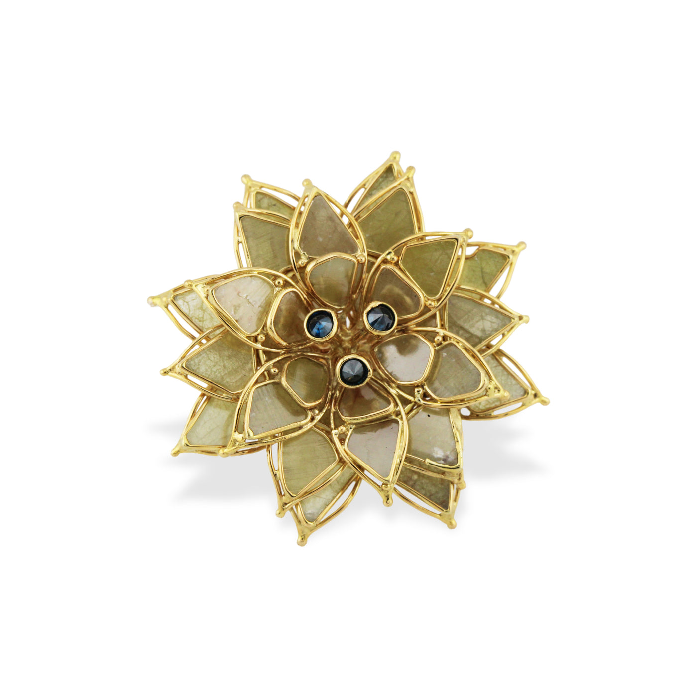 18K gold Blue Diamond & Diamond Slice ring – luxury handcrafted jewelry