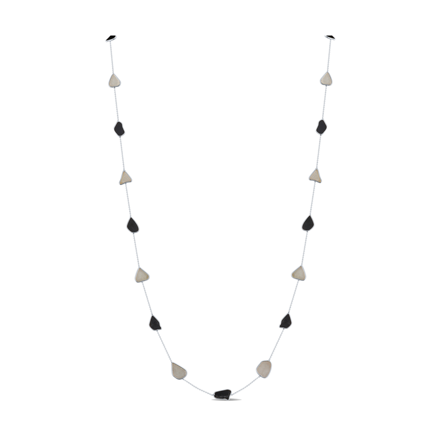 18K Gold Organic Black & White Diamond Slice necklace – handcrafted Tresor Organica Collection