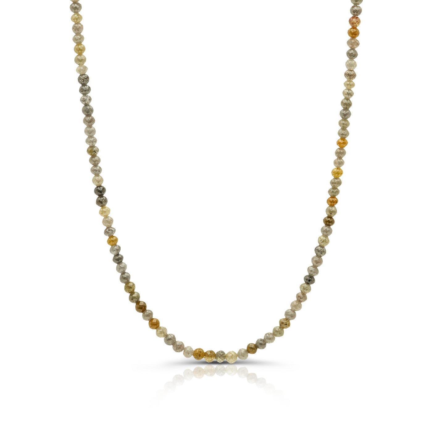 Color Diamond Bead Necklace In 18K Yellow Gold