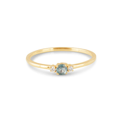 Alexandrite Round & Diamond Ring In 18K Yellow Gold