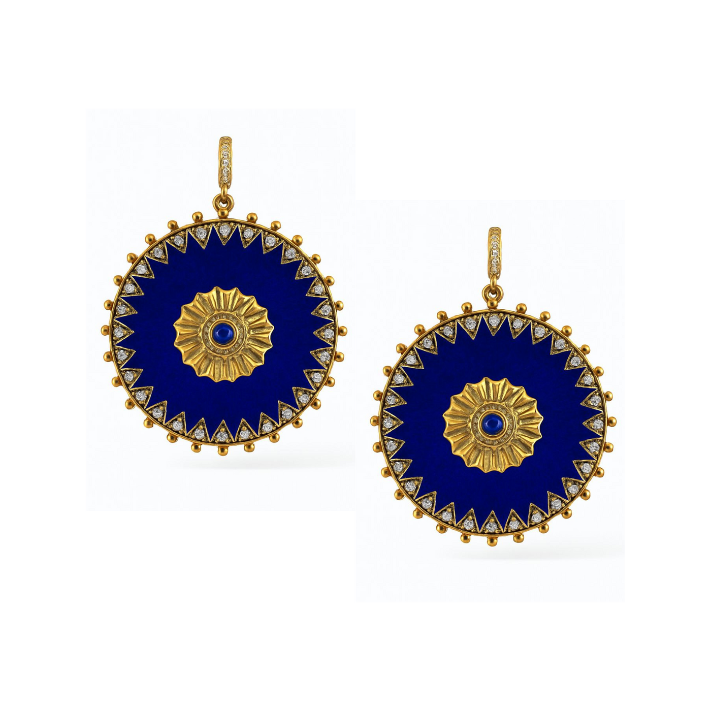 Lapis Round And Diamond Earrings – Tresor Collection
