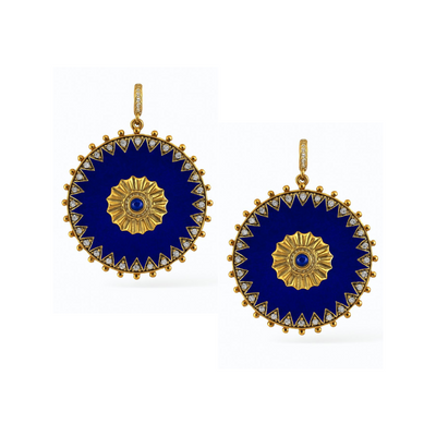 Lapis Round And Diamond Earrings – Tresor Collection