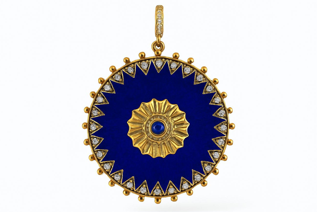 Lapis Round And Diamond Earrings – Tresor Collection