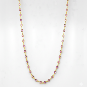 18K gold pink tourmaline necklace flatlay – handcrafted gemstone jewelry by Tresor Collection
