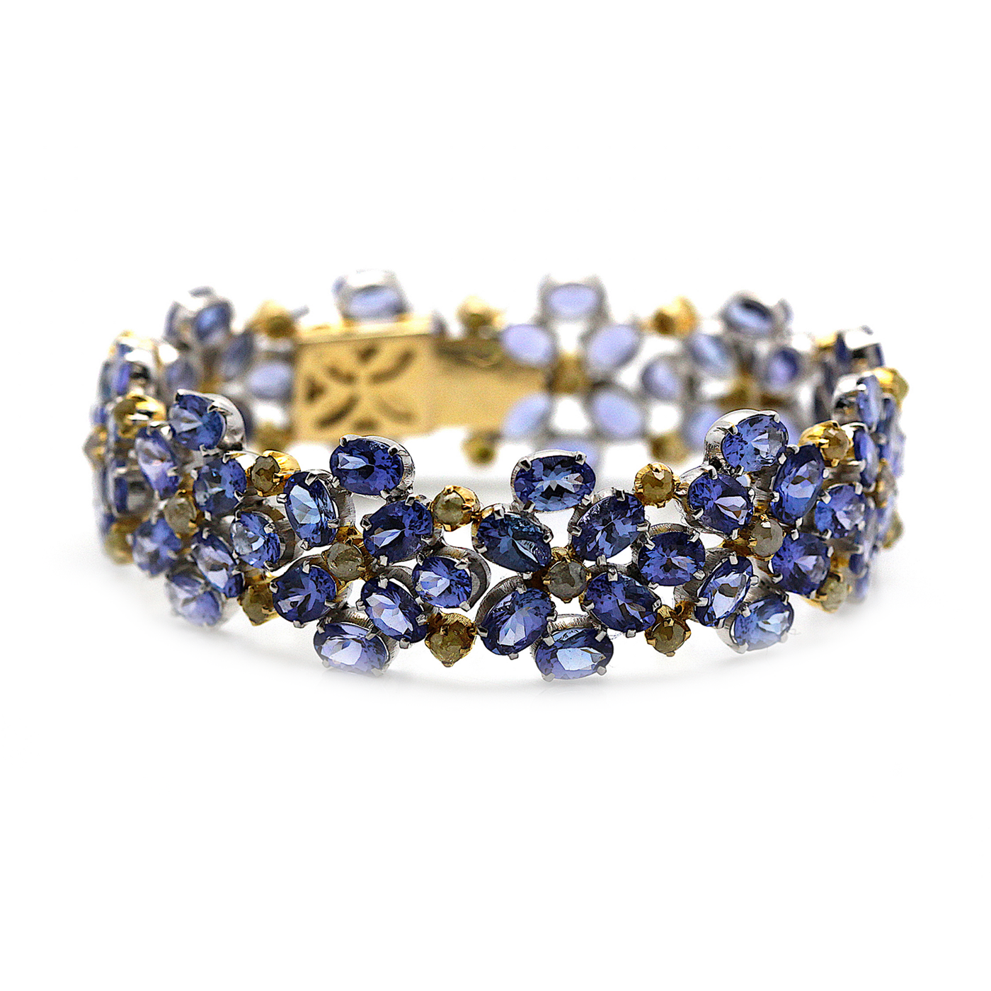 Tanzanite & Color Diamond Bracelet in 18kt Yellow Gold