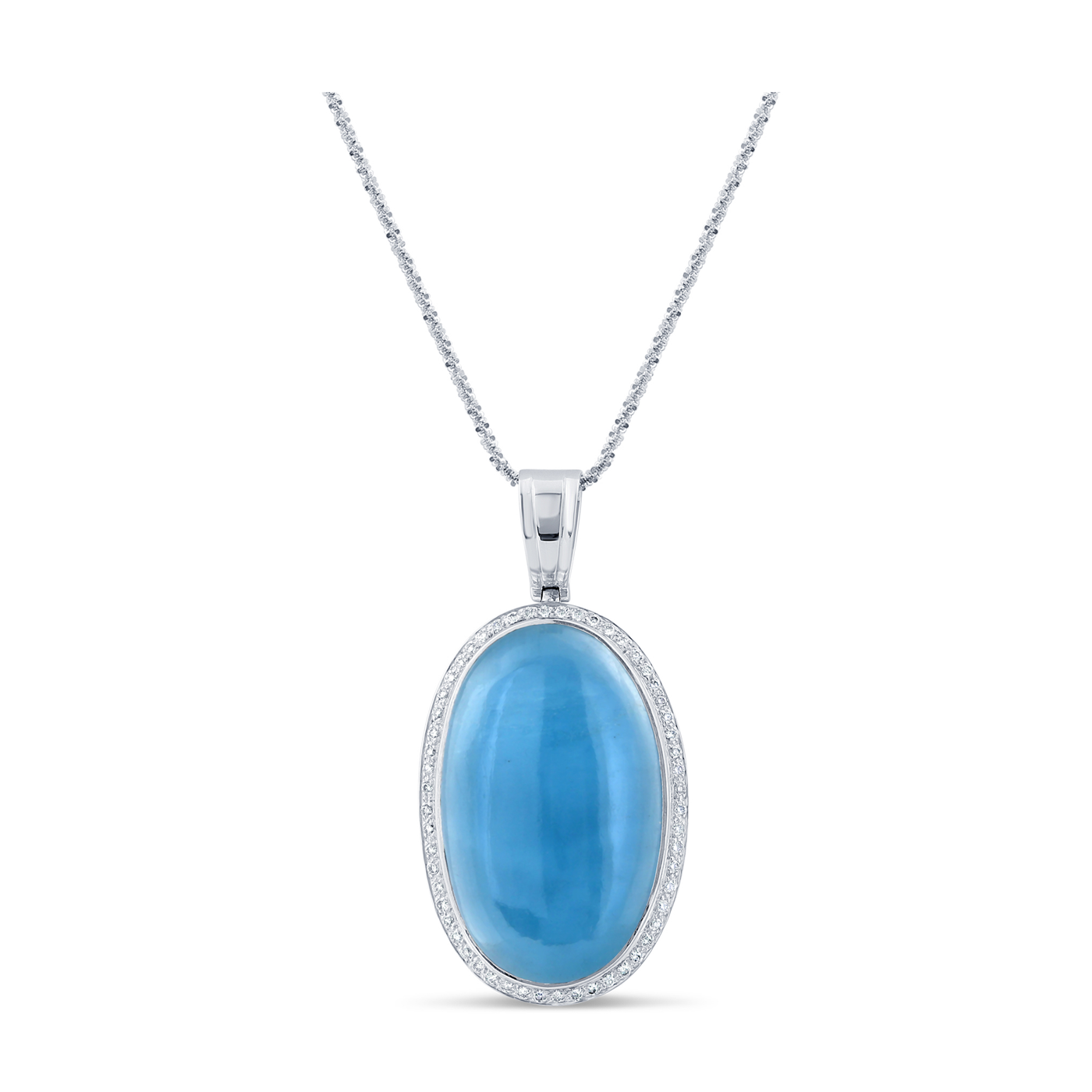 Aquamarine And Diamond Necklace in 18K White Gold