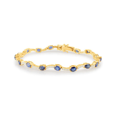 Blue Sapphire Bracelet, Diamond Bracelet, Gold Bracelet