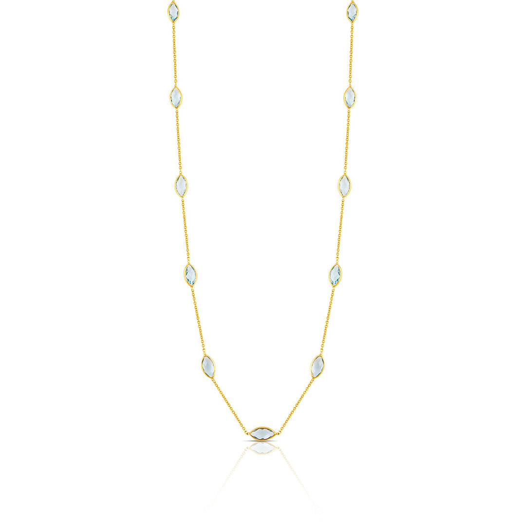 Aquamarine Marquise Station Necklace In 18K Yellow Gold Tresor Collection