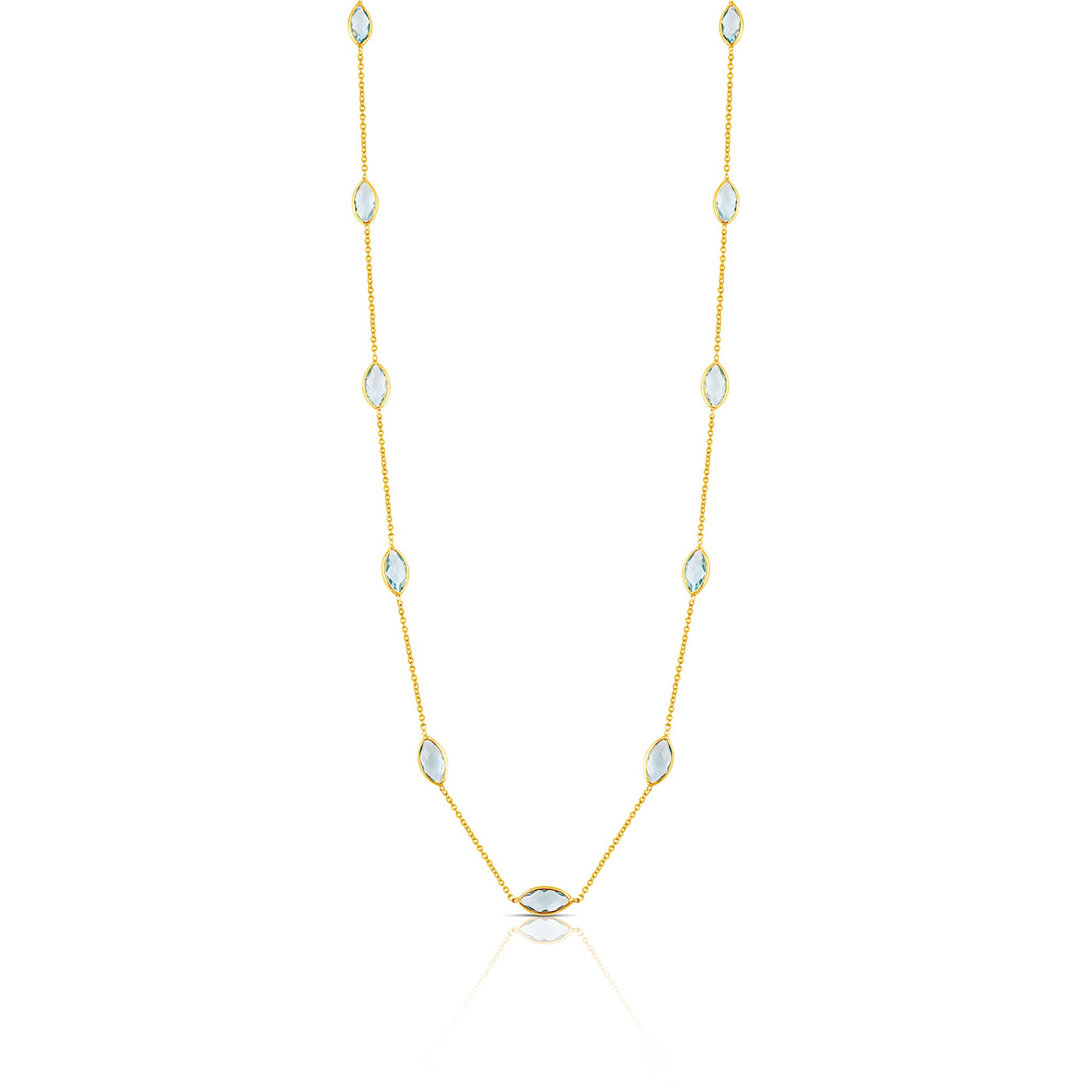 Aquamarine Mq. Necklace In 18K Yellow Gold