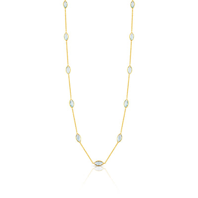 Gemstone Marquise Station Necklace in 18k YG