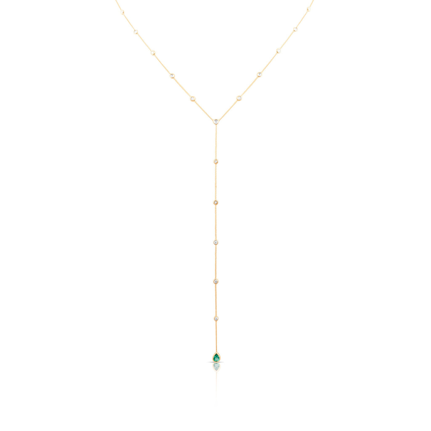 Emerald P/S & Diamond Necklace In 18K Yellow Gold