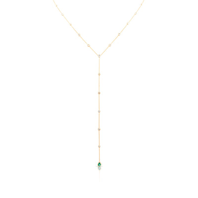 Emerald Pear Shape And Diamond Necklace In 18K Yellow Gold, Emerald, Diamond, Gold, Gold Necklace