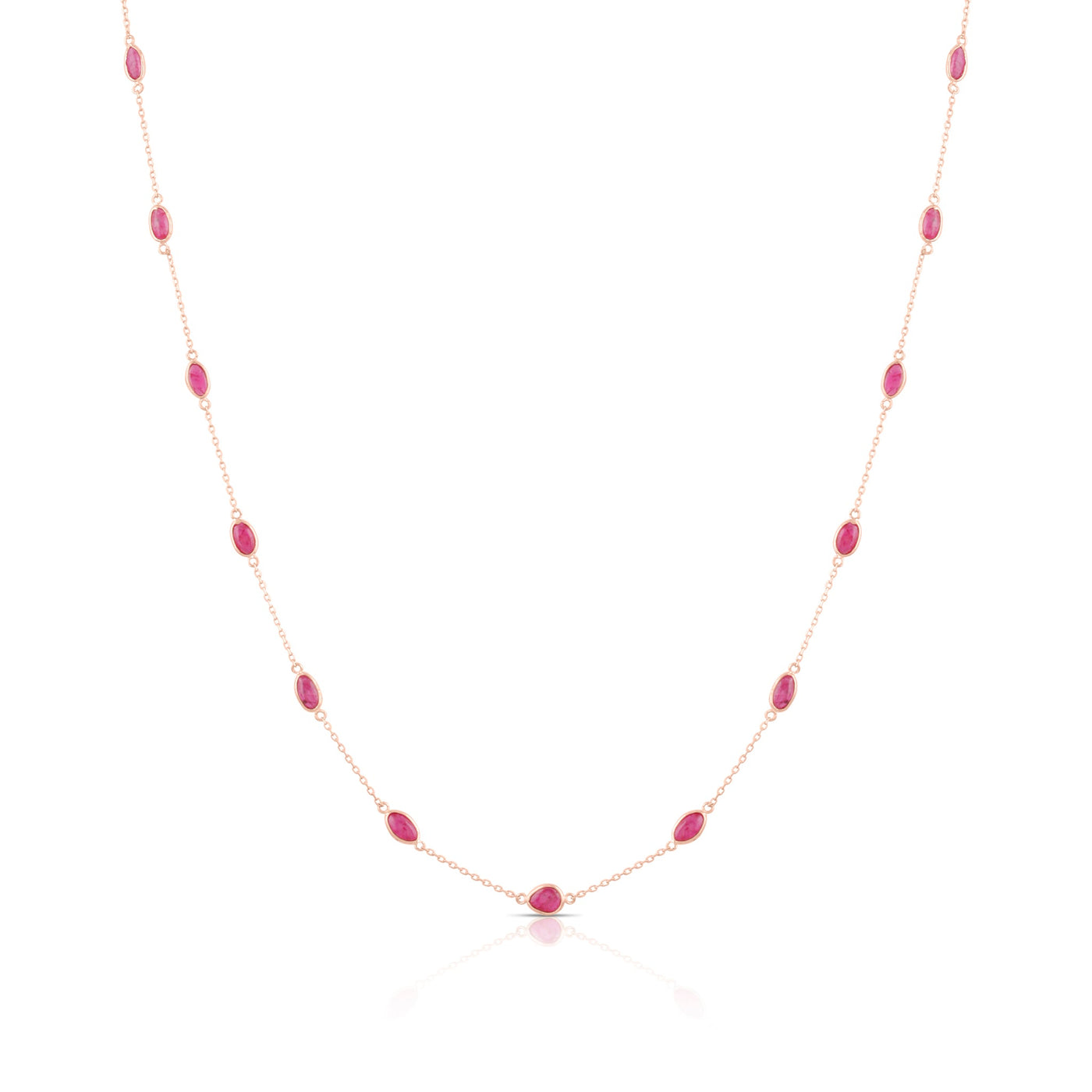 Ruby U/S Necklace In 18K Rose Gold