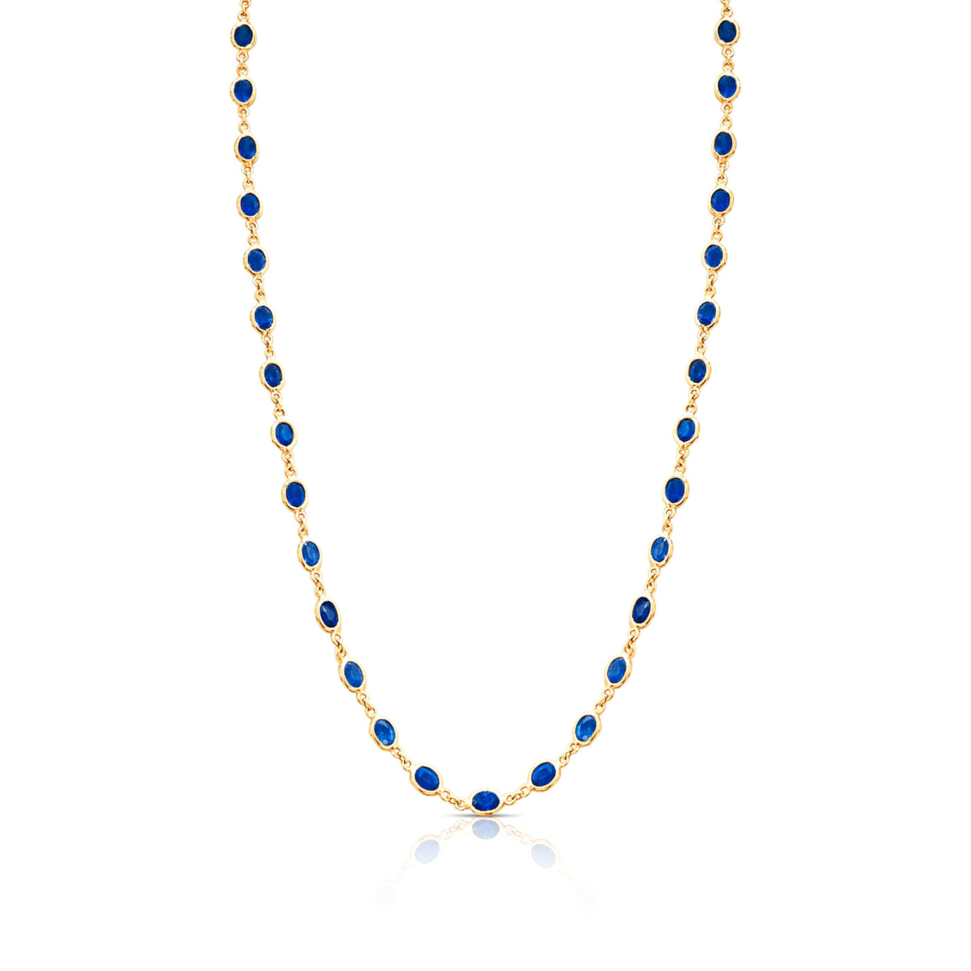 Blue Sapphire Oval Necklace In 18K Yellow Gold