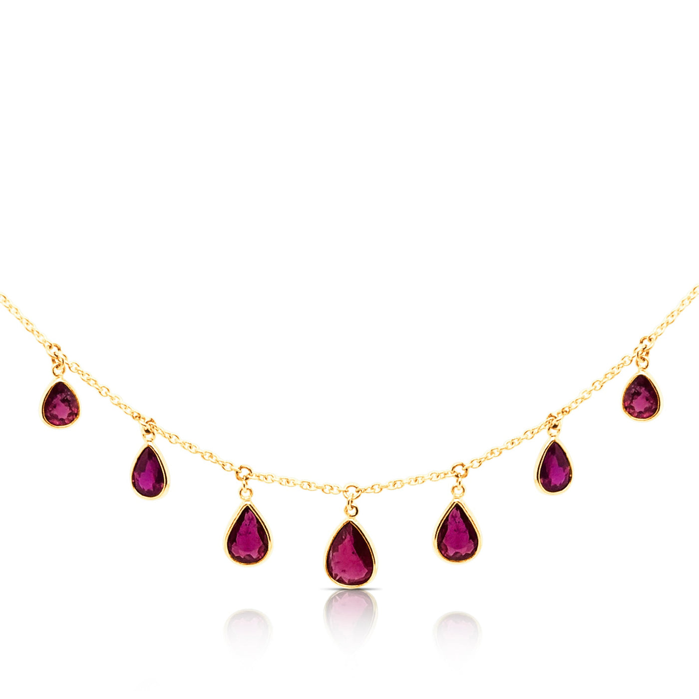 Ruby P/S Necklace In 18K Yellow Gold