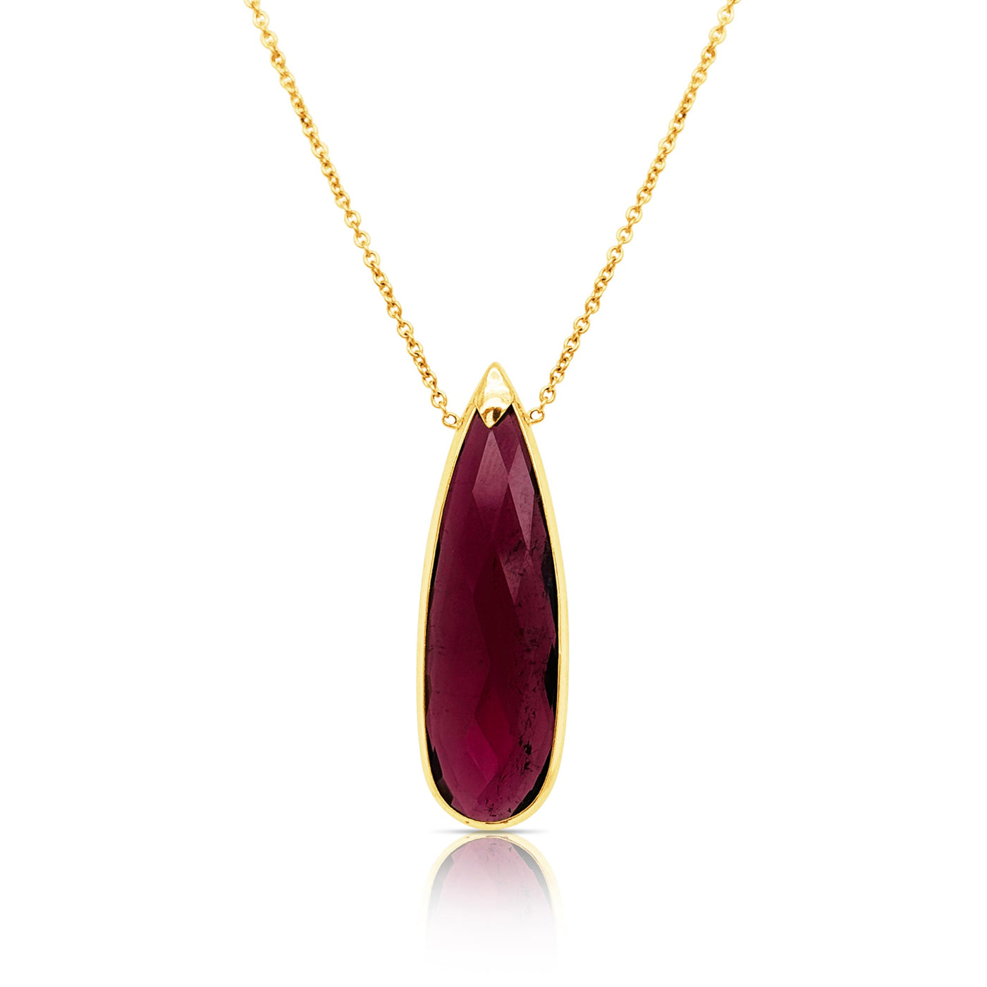 Rubellite Tourmaline P/S Necklace In 18K Yellow Gold