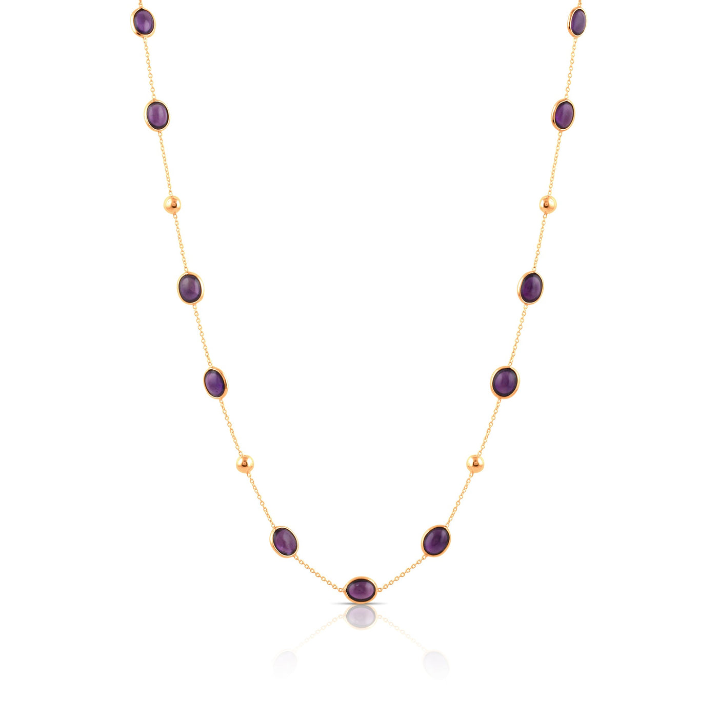 Amethyst Oval Necklace In 18K Yellow Gold