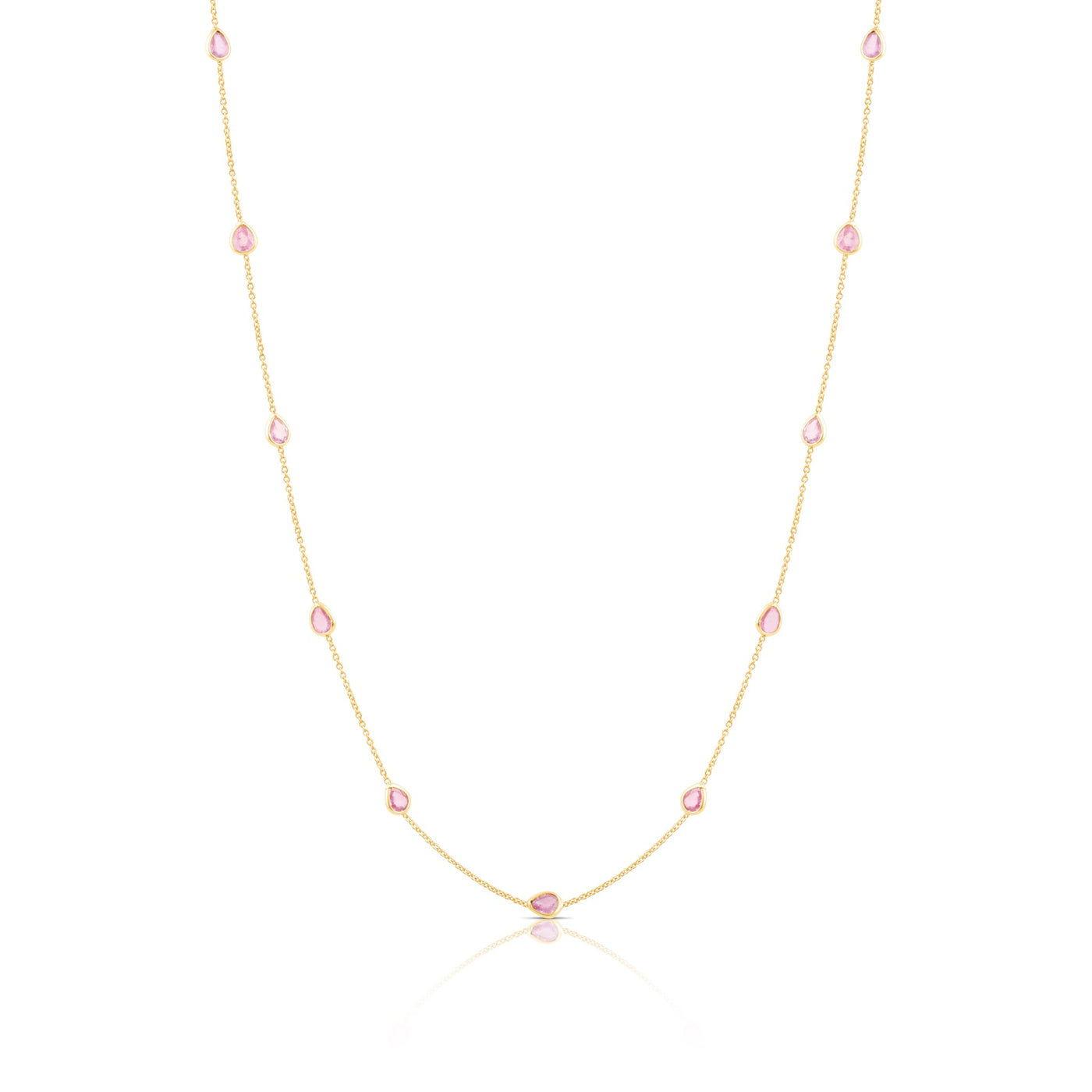 Pink Tourmaline P/S Necklace 18K Yellow Gold