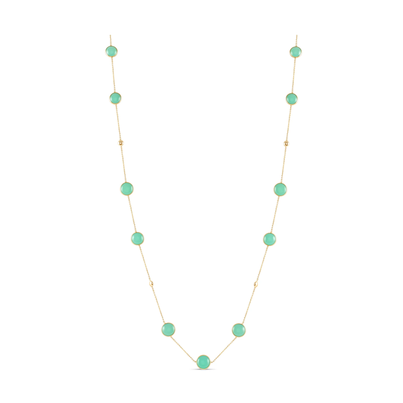 Chrysoprase Necklace In 18K Yellow Gold