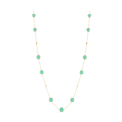 Gemstone Long Station Necklace In 18K Yellow Gold