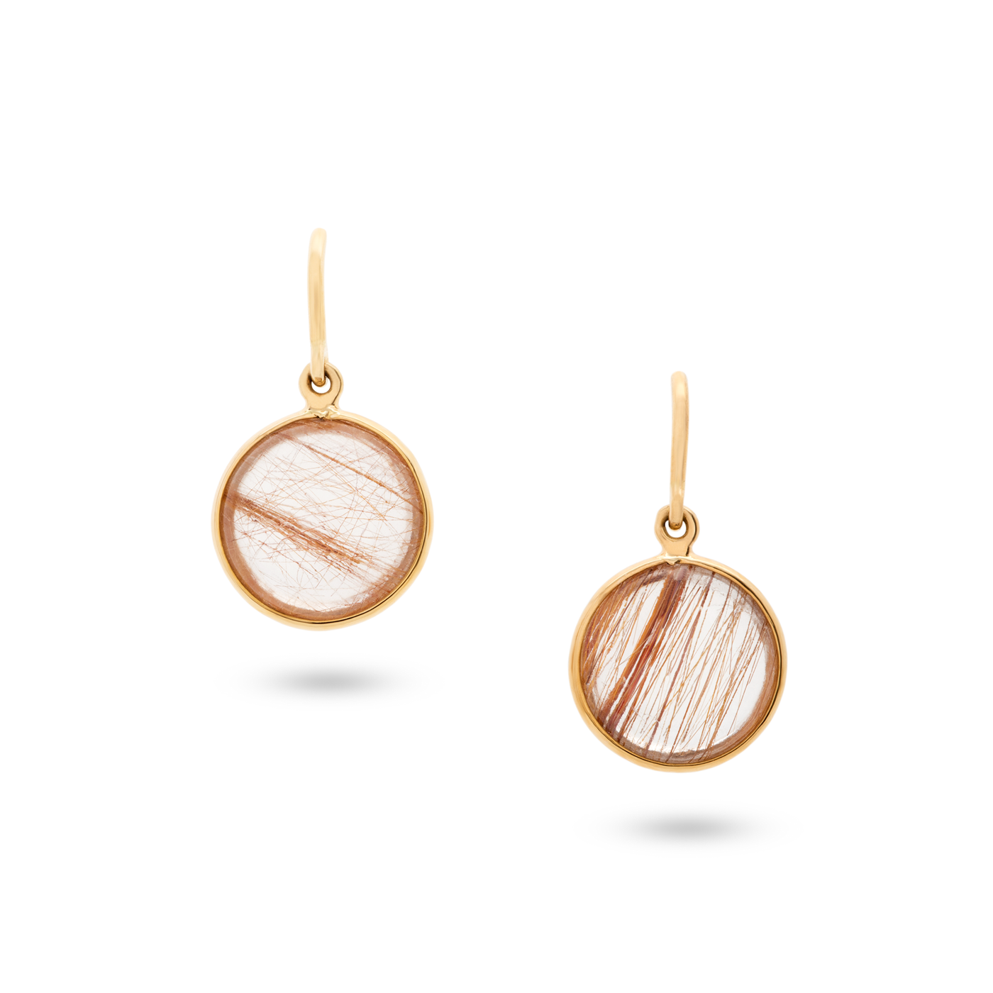Gemstone Simple Round Dangle Earring In 18K Yellow Gold