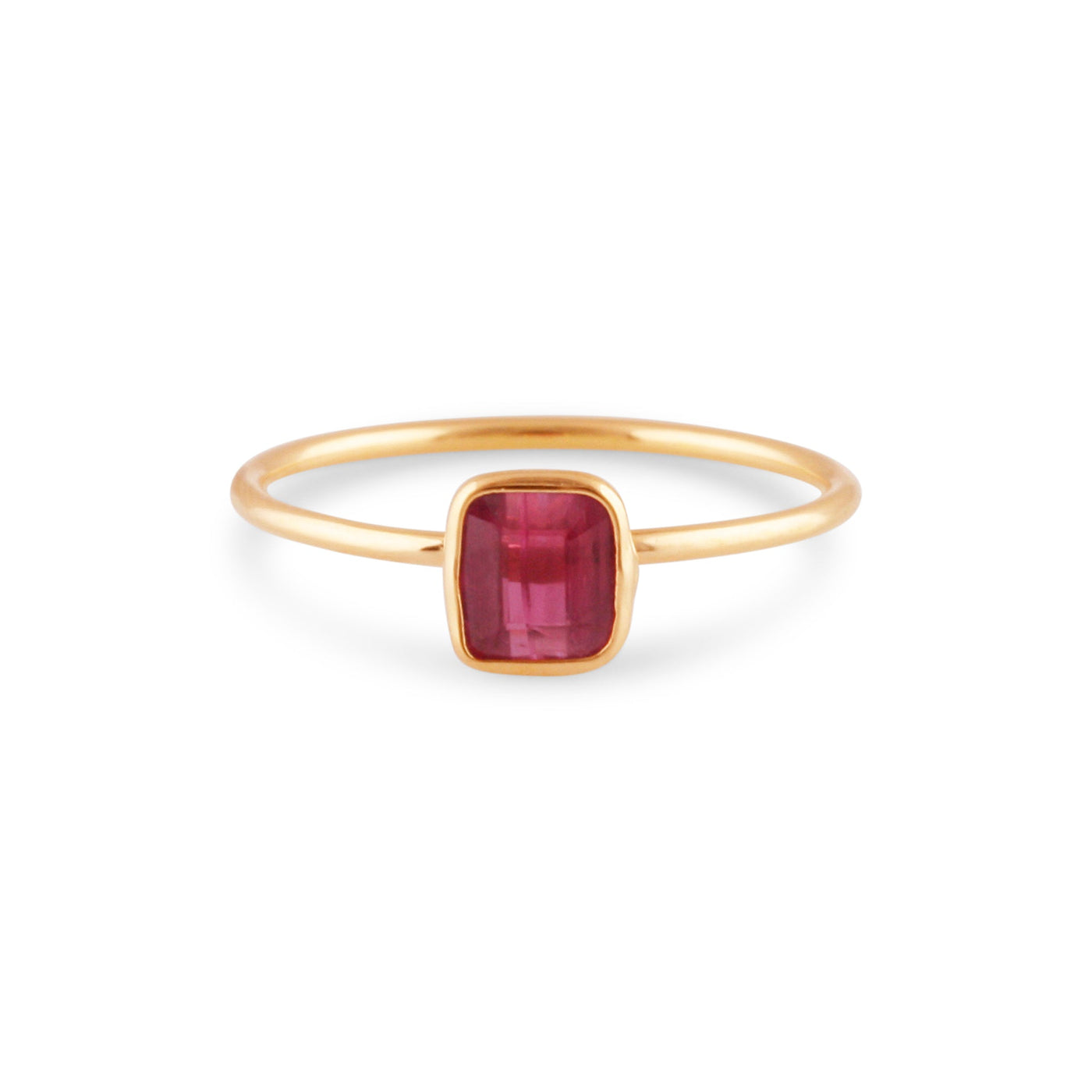 Ruby Square Ring In 18K Yellow Gold
