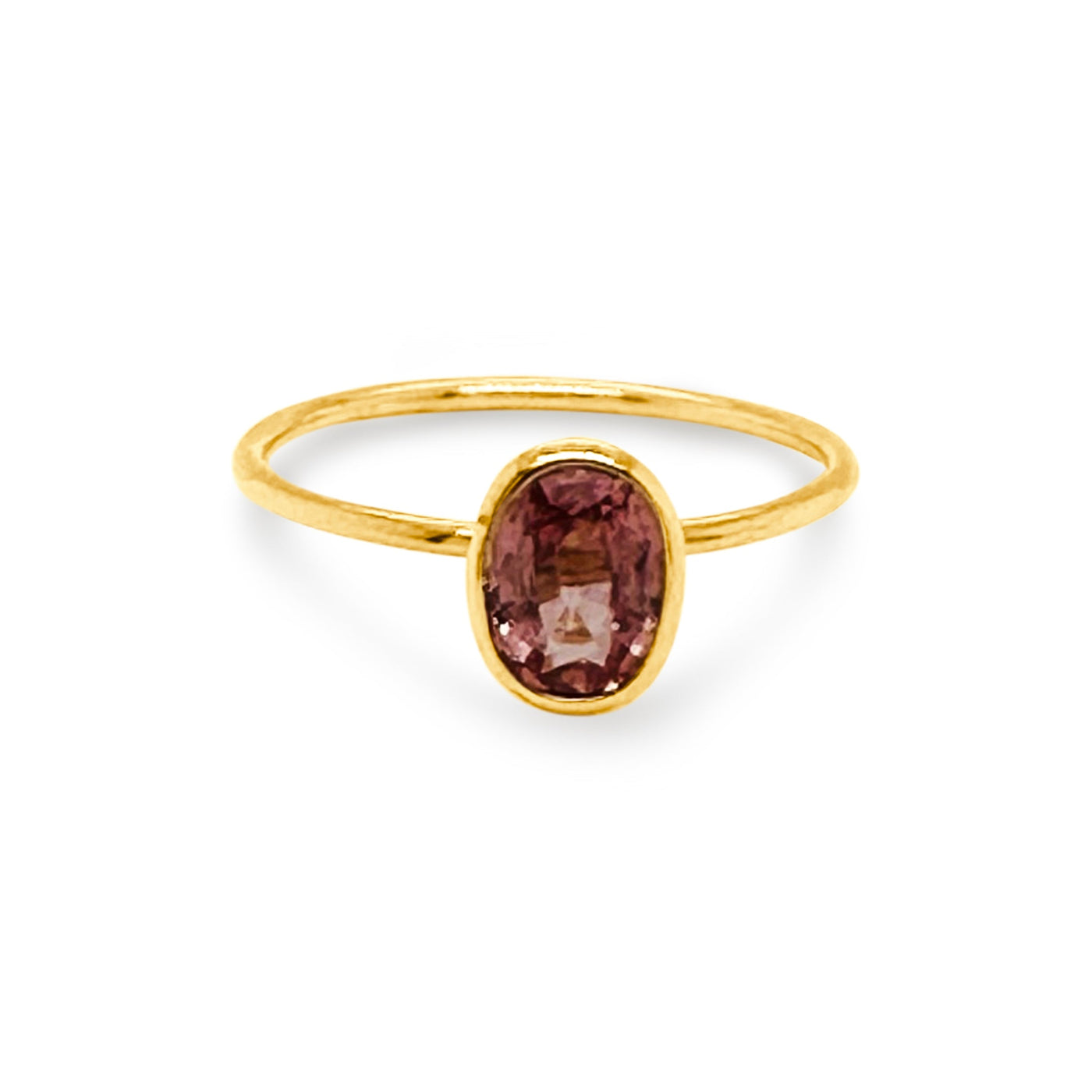 Orange Sapphire Oval Ring In 18K Yellow Gold