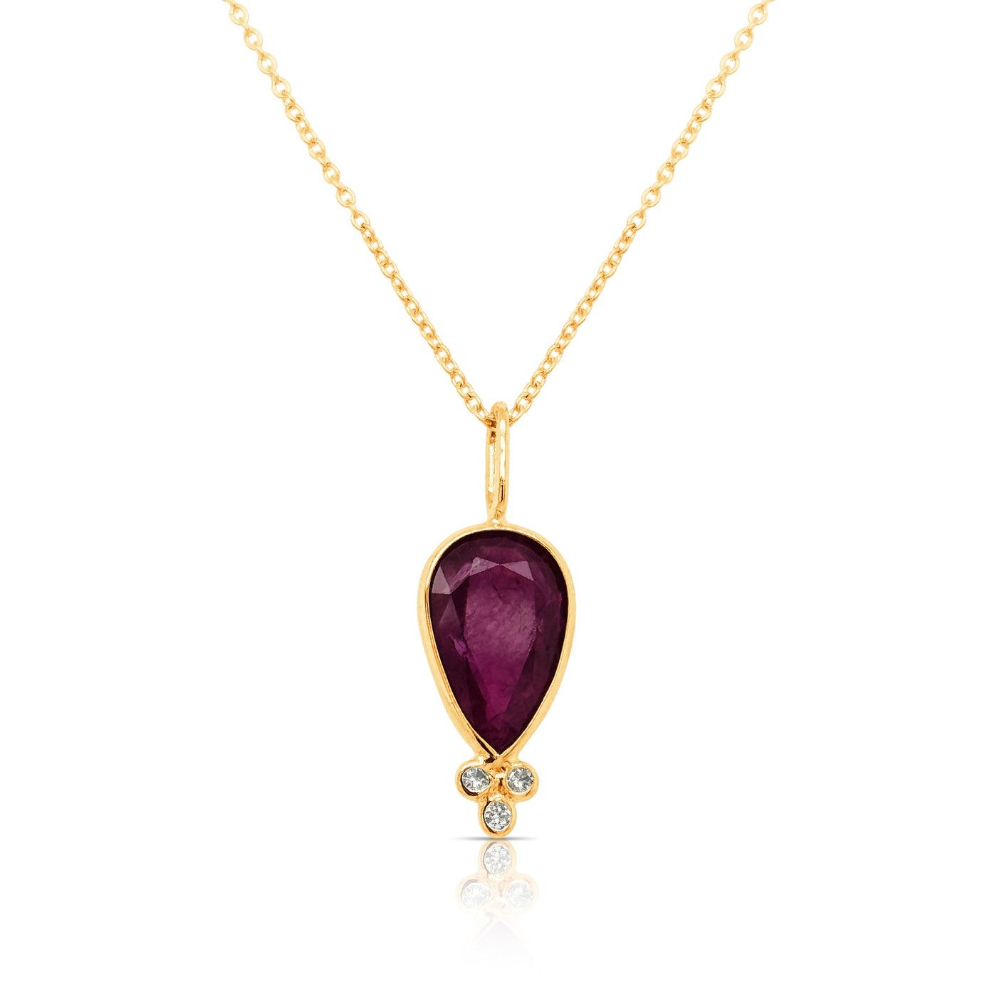 Ruby P/S & Diamond Necklace In 18K Yellow Gold