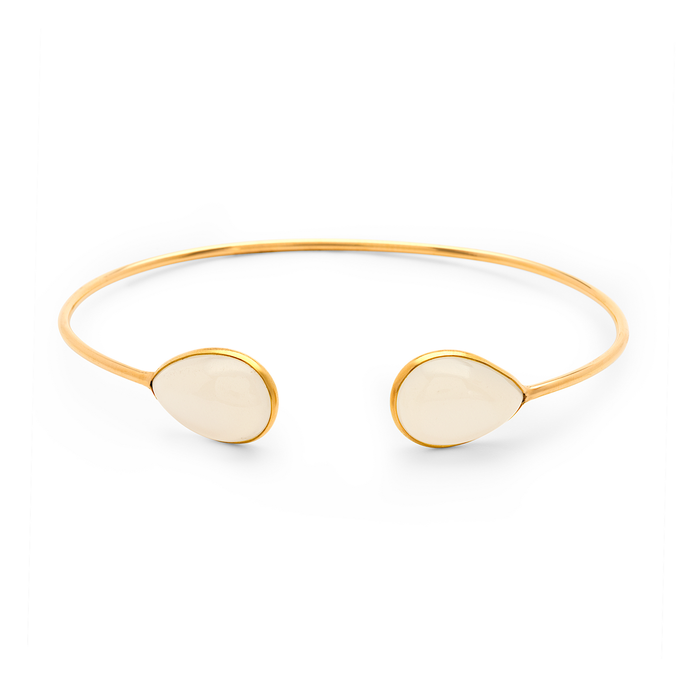 Moonstone P/S Bangle In 18K Yellow Gold