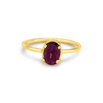 Gemstone Oval Ring in 18K Yellow Gold