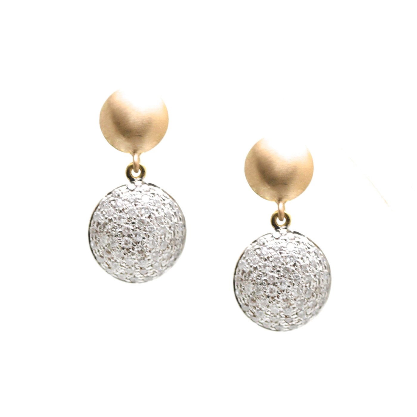 Lente Two Tier Earrings with Pave Diamond in 18k Gold