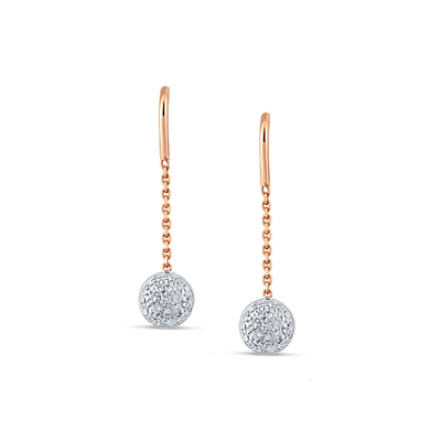 Diamond Lente Dangle Earrings in 18k Gold