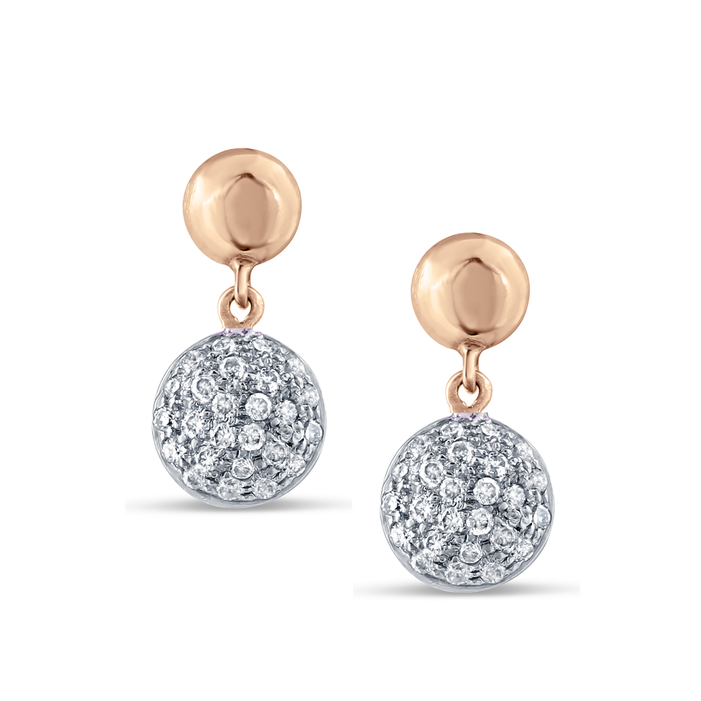 Lente Two Tier Earrings with Pave Diamond in 18k Yellow Gold