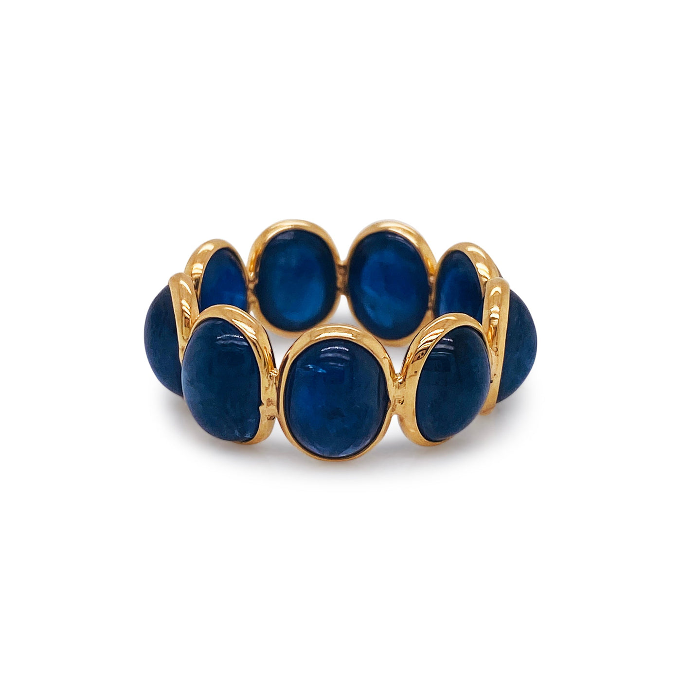 Blue Sapphire Oval Ring In 18K Yellow Gold