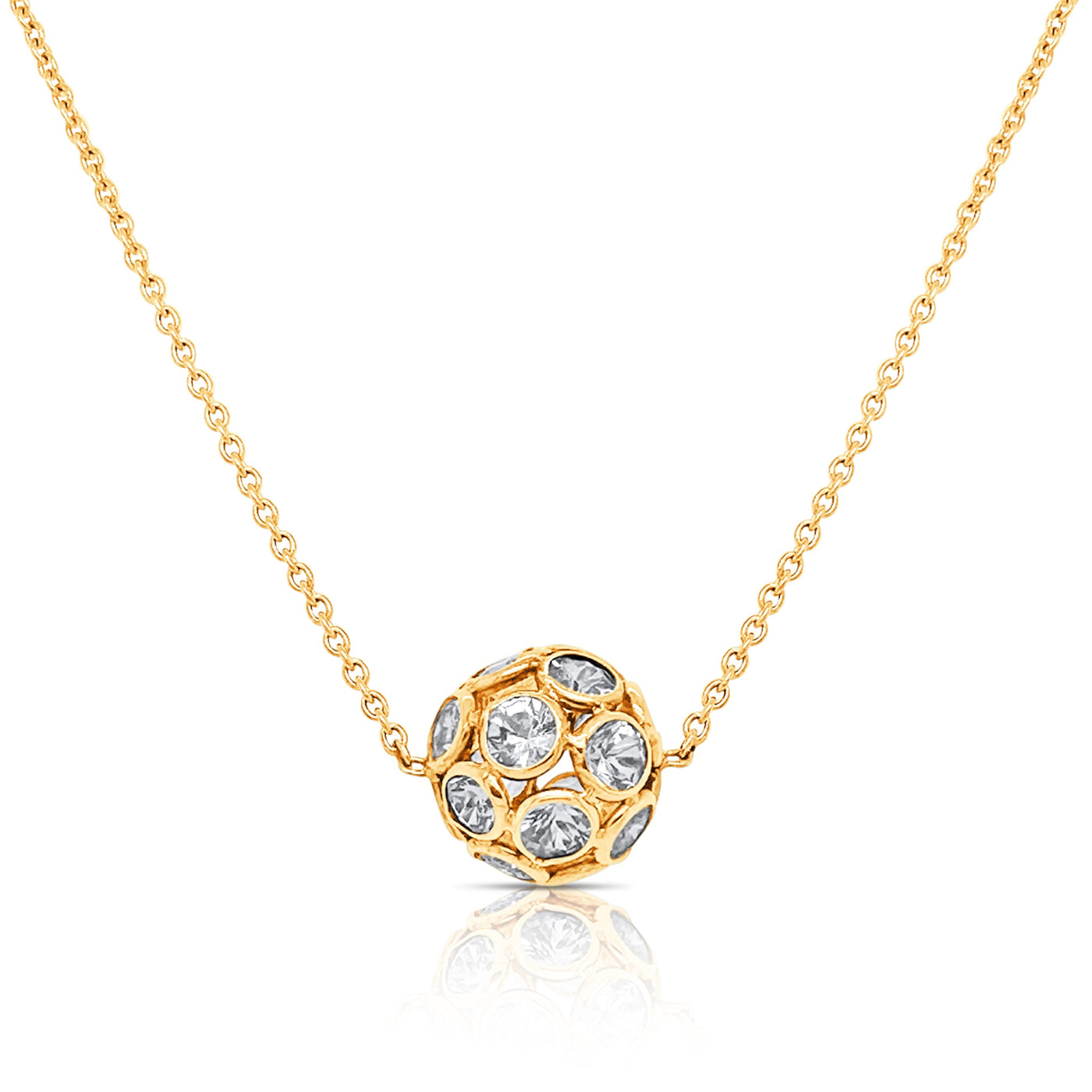White Sapphire Necklace In 18K Yellow Gold